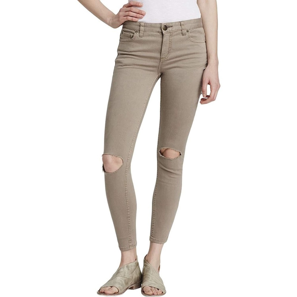 Free People Destroyed Mid-Rise Colored Skinny Jean